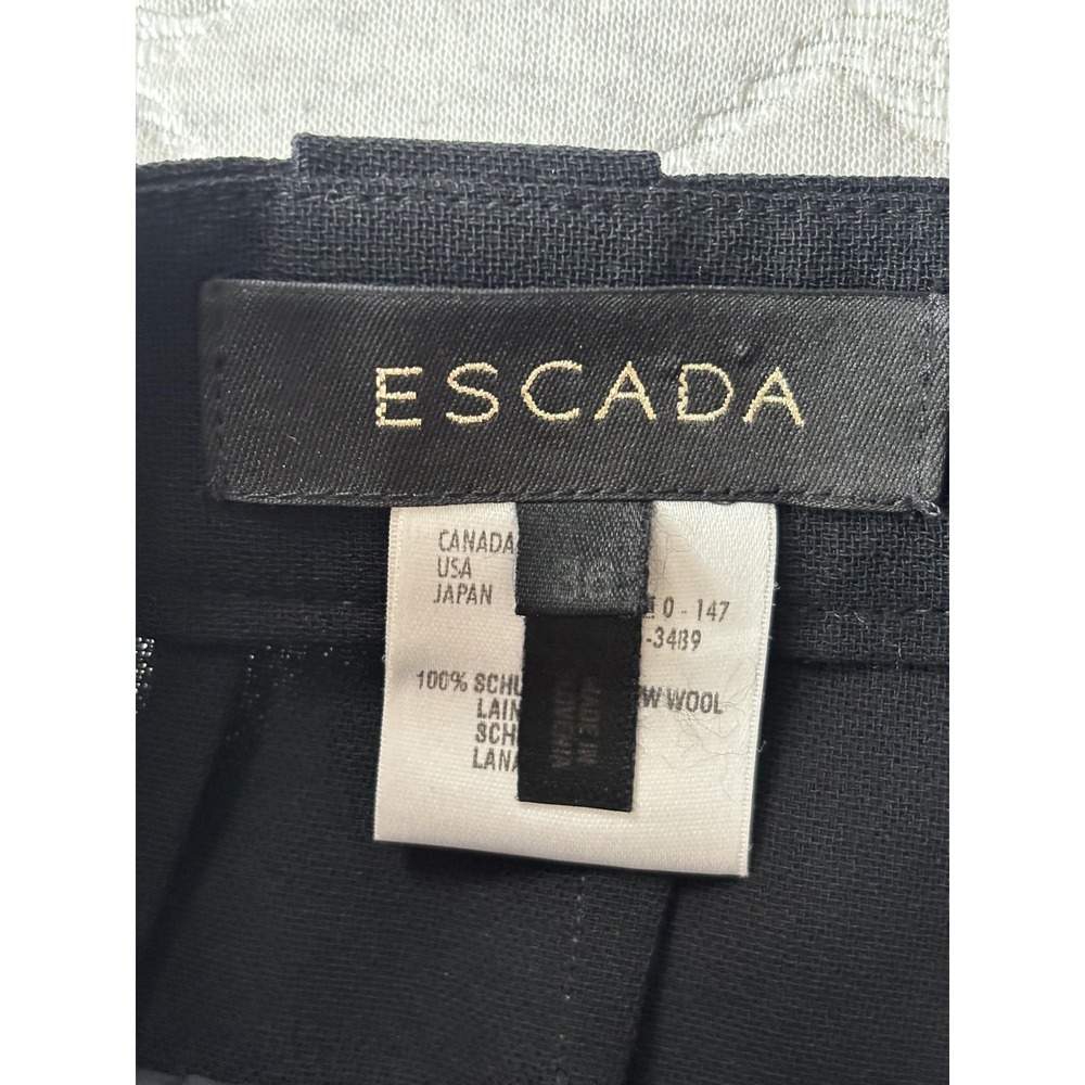 Escada Pants Womens EU 36 Black Pure New Wool Pleated Dress Trousers Work Career - Picture 3 of 7